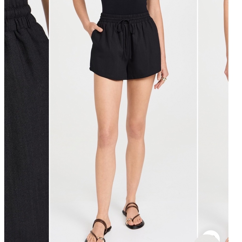 Seven Wonders Womens Black Linen Blend Drawstring Waist Casual Shorts Size M